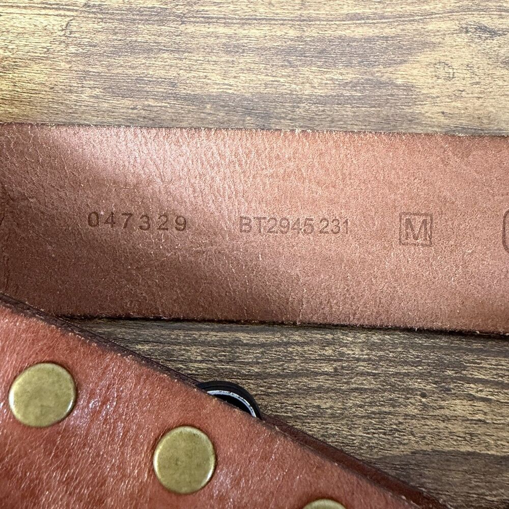 Fossil Brown Genuine Leather Fold-over Belt Triple Ring Buckle Size M Boho - Picture 4 of 8
